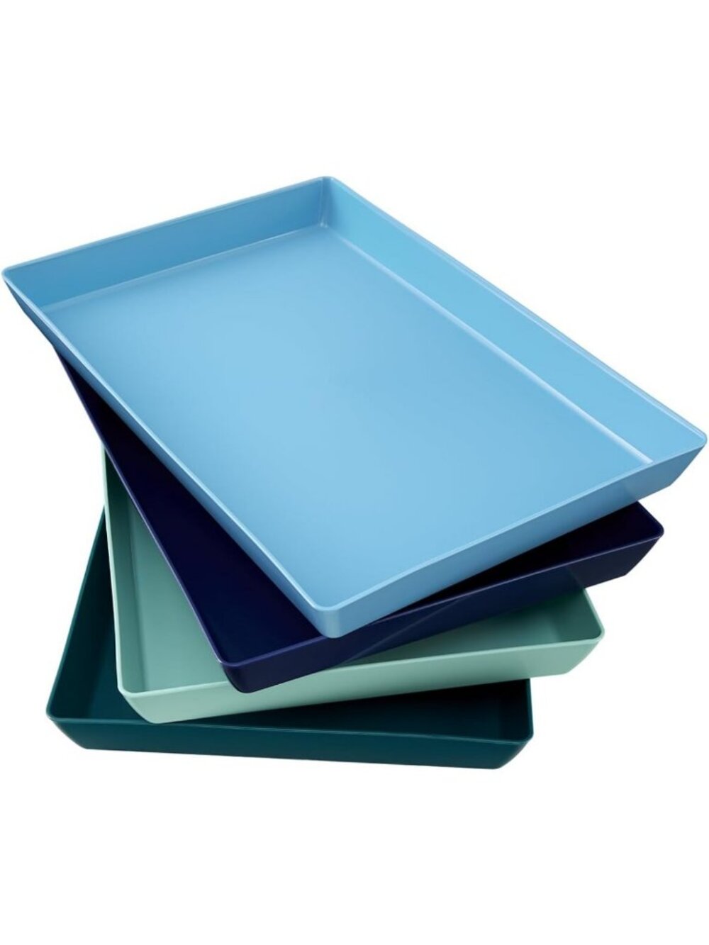 Coastal Plastic Serving Trays Set of 4 | Large Unbreakable Party Platters 15"x10